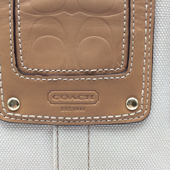 COACH HAMPTONS MIRANDA CANVAS EMBOSSED LEATHER LARGE CARRYALL TOTE BAG - Picture 6 of 11